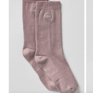 NWT ALO Unisex Half-Crew Understated Sock, Mushroom, size S